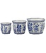 Ceramic Chinoiserie Planter Pot White & Blue Round Hex - Sold Individually