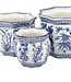 Ceramic Chinoiserie Planter Pot White & Blue Round Hex - Sold Individually