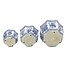 Ceramic Chinoiserie Planter Pot White & Blue Round Hex - Sold Individually