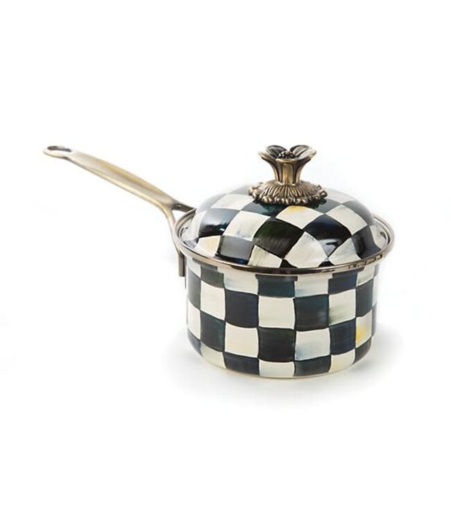 MACKENZIE CHILDS Courtly Check Enamel 1 Quart  Saucepan