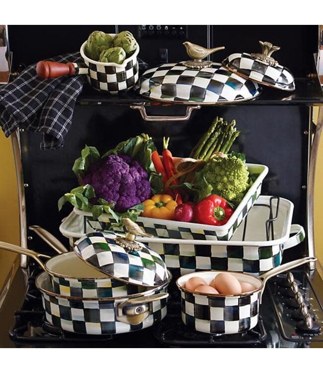 MACKENZIE CHILDS Courtly Check Enamel 1 Quart  Saucepan