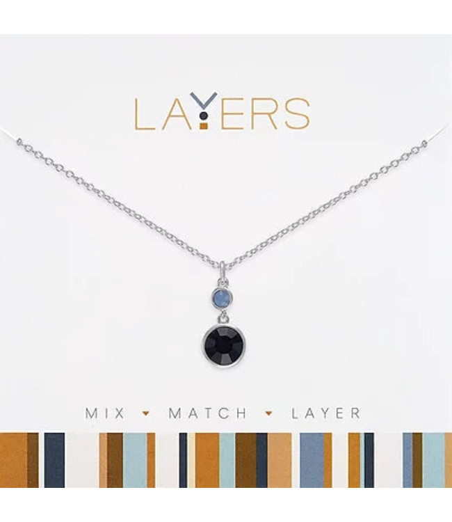 Silver Drop Stone Montana Blue Layers Necklace