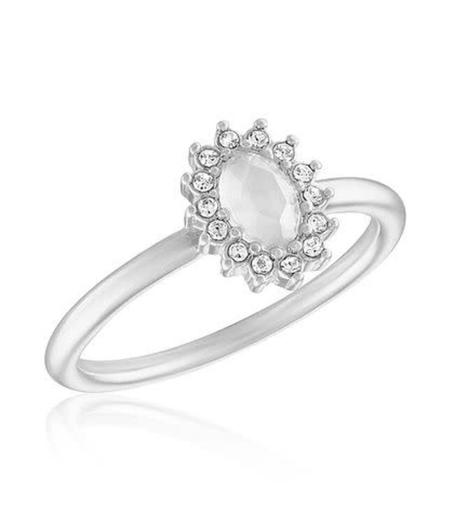 White Opal Vintage Halo Stack Ring