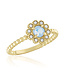 White Opal CZ Flower Gold Layers Rings