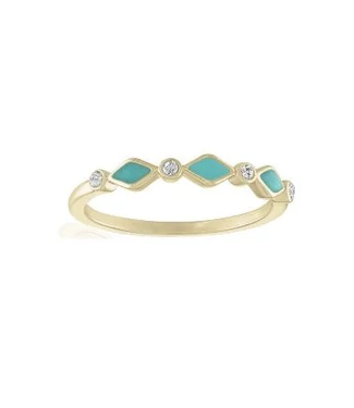 Infinity Turquoise Diamond Gold Layers Ring