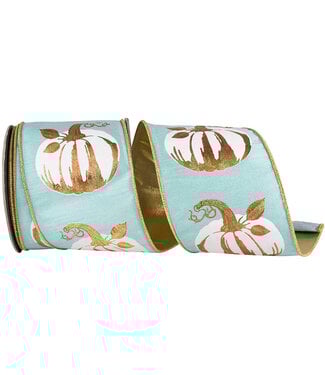 White Gilded Pumpkin Deluxe Wired Edge Ribbon