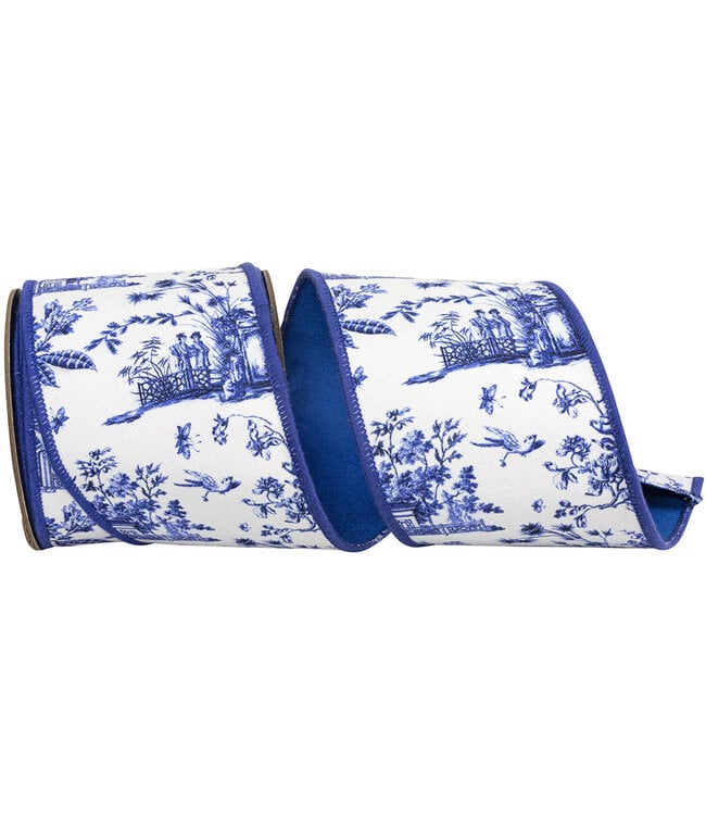 4 Inch Asian Vista Chinoiserie Deluxe Wired Edge Ribbon