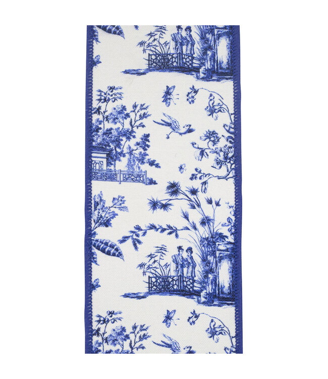 4 Inch Asian Vista Chinoiserie Deluxe Wired Edge Ribbon