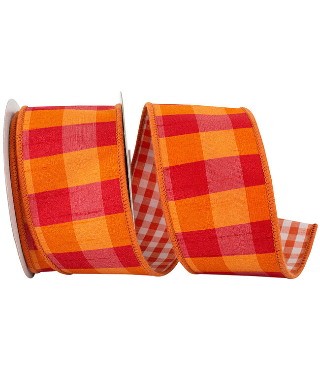 2-1/2 Inch Dupioni Tierra Check Gingham Backed Deluxe Wired Edge