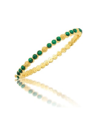 Berry Gem Petite Hinged Bangle - Malachite