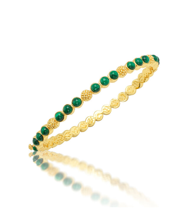 Berry Gem Petite Hinged Bangle - Malachite