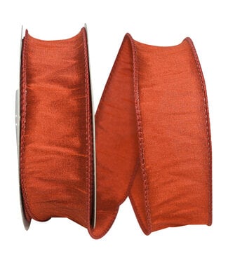 1-1/2 Inch Dupioni Supreme Wired Edge Ribbon - Rust