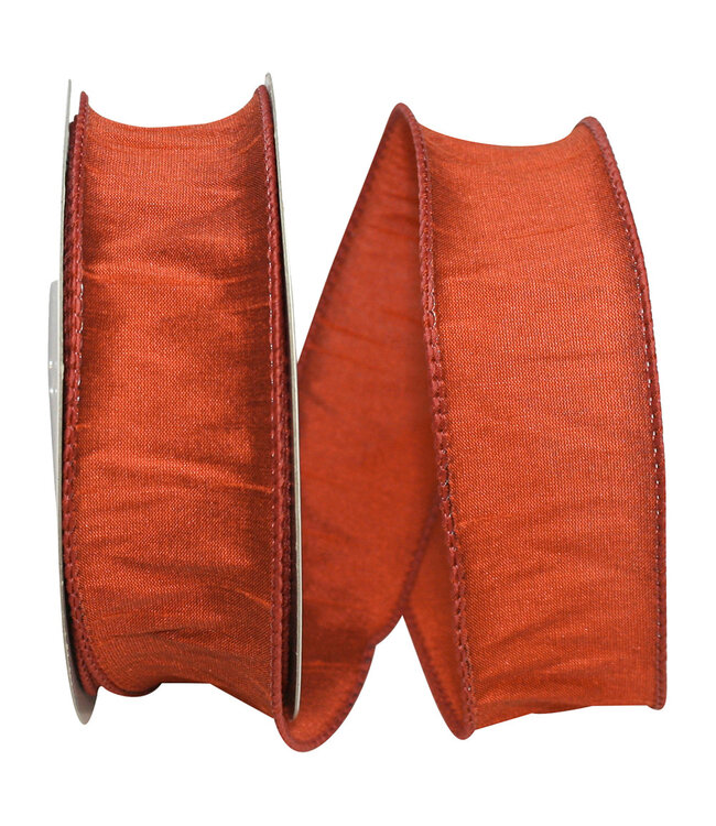 1-1/2 Inch Dupioni Supreme Wired Edge Ribbon - Rust