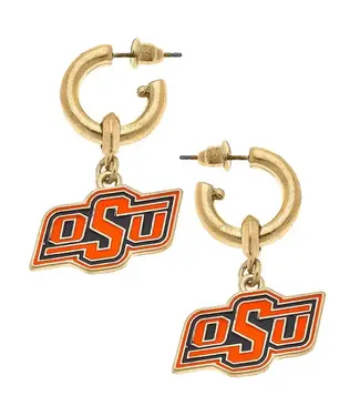 Oklahoma State Cowboys Enamel Drop Hoop Earrings