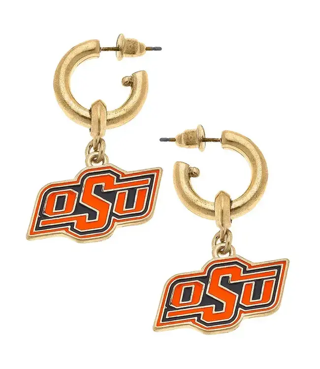 Oklahoma State Cowboys Enamel Drop Hoop Earrings