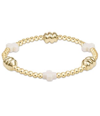 ENEWTON Signature Cross Admire Gold Pattern 3mm Bead Bracelet - Off-White