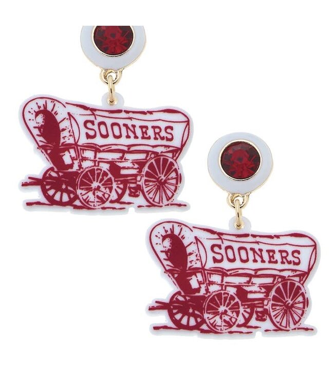 Oklahoma Sooner Schooner Wagon Resin Earrings