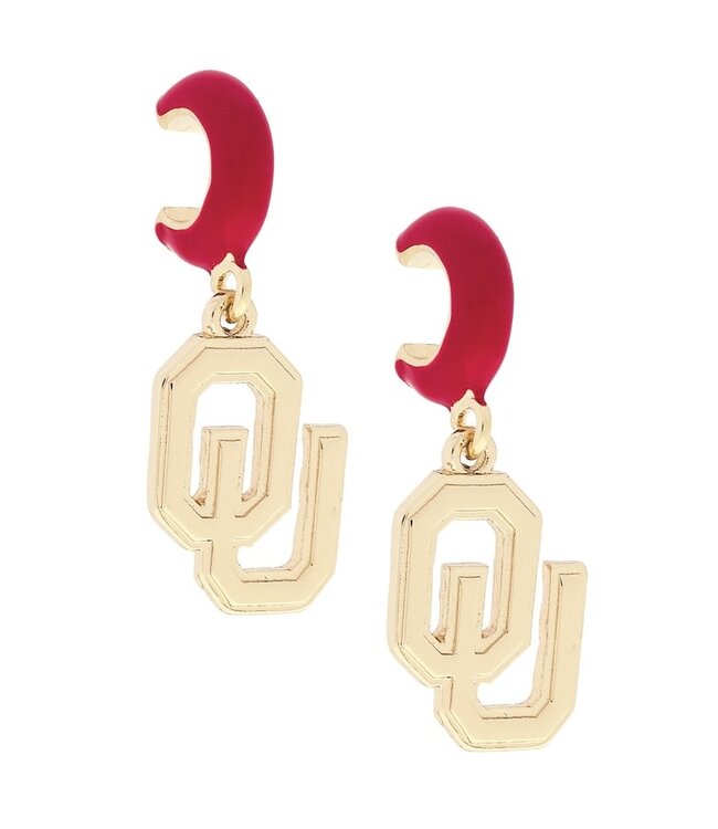 Oklahoma Sooners Logo Huggie Hoop Earrings