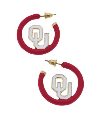 Oklahoma Sooners Logo Enamel Hoop Earrings