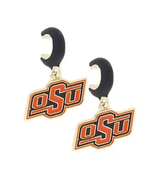 Oklahoma State Cowboys Enamel Logo Huggie Hoop Earrings