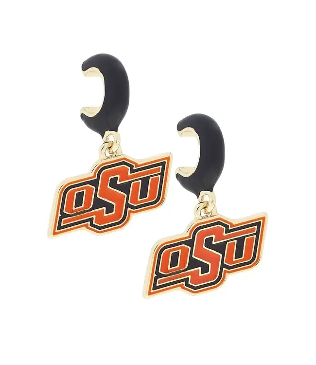 Oklahoma State Cowboys Enamel Logo Huggie Hoop Earrings