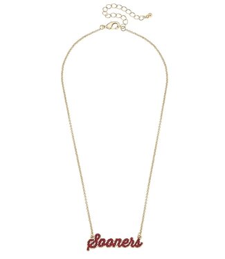 Oklahoma Sooners Pave Autograph Enamel Necklace in Crimson