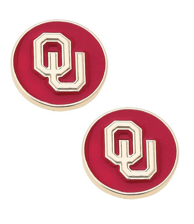 Oklahoma Sooners Logo Circle Stud Earrings