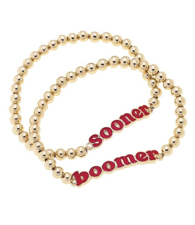 Oklahoma Sooners Slogan Ball Bead Bracelet - Sold as Set