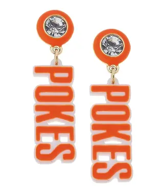 Oklahoma State Cowboys Resin Block Letter Earrings in Orange