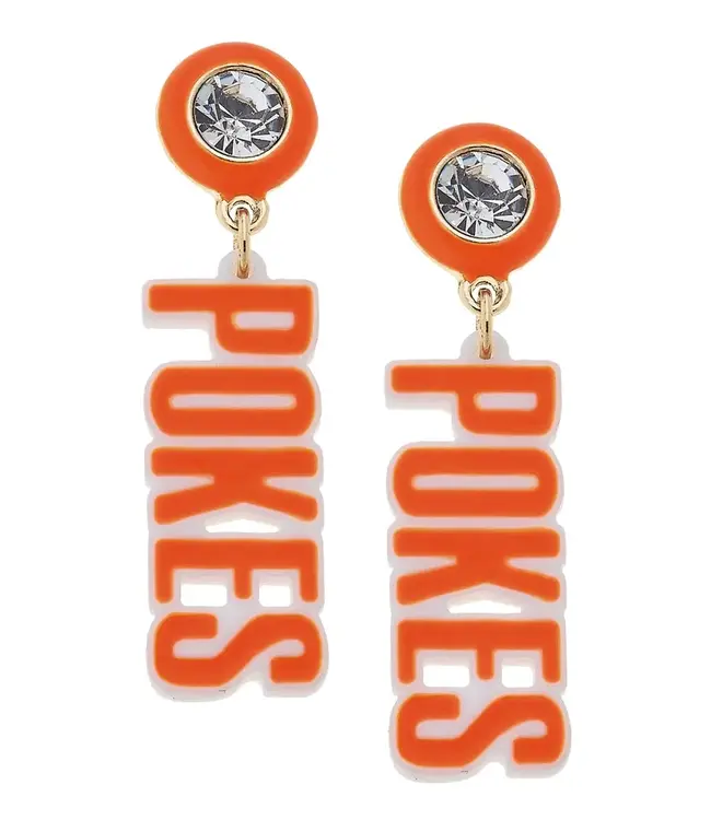 Oklahoma State Cowboys Resin Block Letter Earrings in Orange