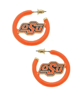 Oklahoma State Cowboys Logo Enamel Hoop Earrings
