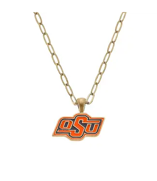 Oklahoma State Cowboys Enamel Pendant Necklace