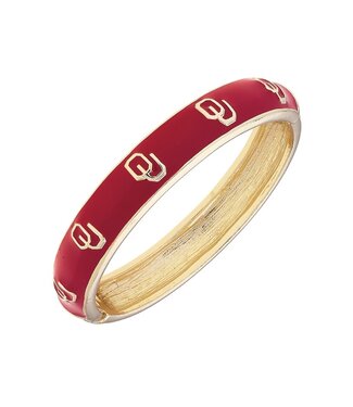 Oklahoma Sooners Sculpted Enamel Logo Hinge Bangle
