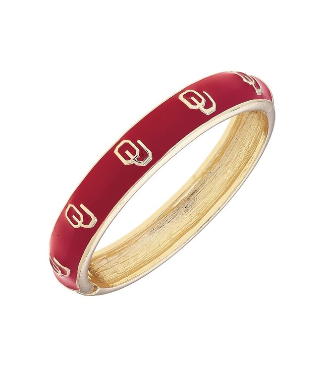 Oklahoma Sooners Sculpted Enamel Logo Hinge Bangle