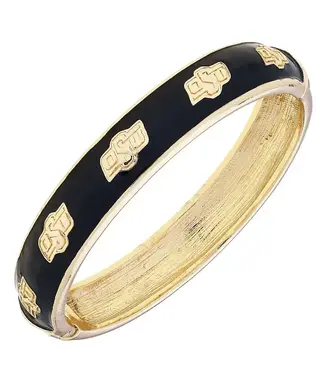 Oklahoma State Cowboys Enamel Logo Hinge Bangle Black