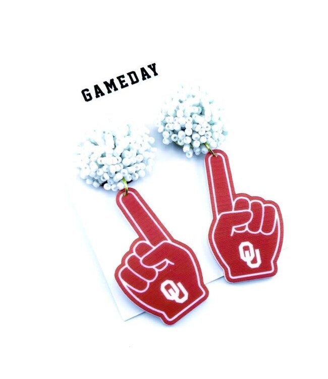Oklahoma Ou Foam Finger Earrings