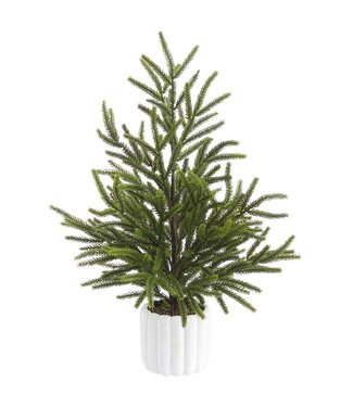 19.5” Cypress Tree in Cement Pot Green