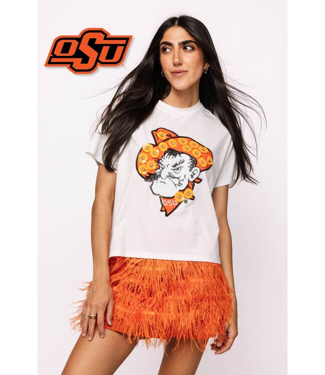 Arah Licensed Oklahoma State Mascot Sequin Flower Tee