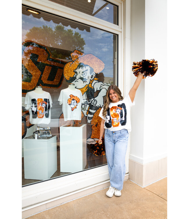 Alice Licensed Oklahoma State Metallic Word With Icons Tee