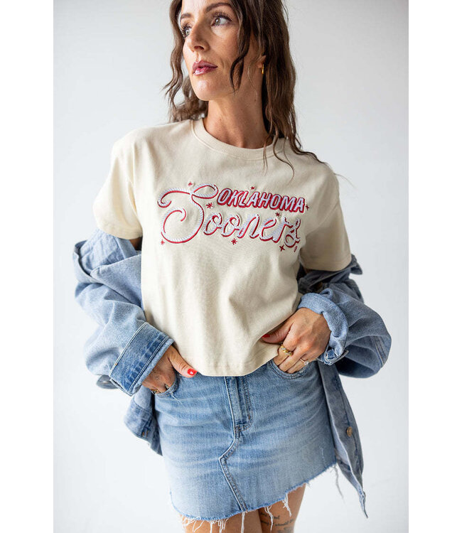 Mandy Oklahoma Lasso Luxe Heavyweight Crop Tee