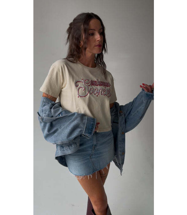 Mandy Oklahoma Lasso Luxe Heavyweight Crop Tee