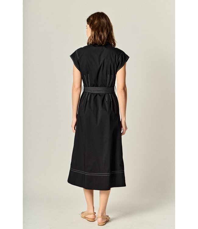 Tanya Contrast Stitch Shirt Midi Dress