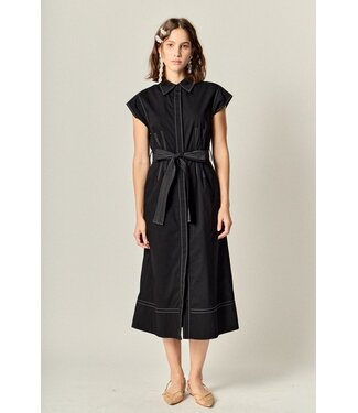 Tanya Contrast Stitch Shirt Midi Dress
