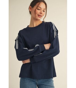 Lila Stripe Contrast Accent Comfy Sweatshirt