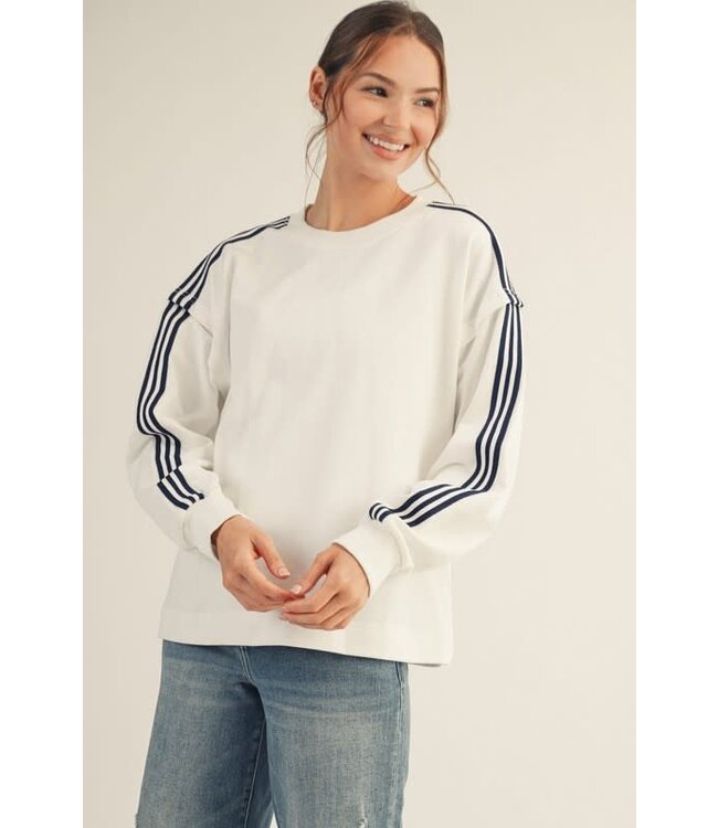 Lila Stripe Contrast Accent Comfy Sweatshirt
