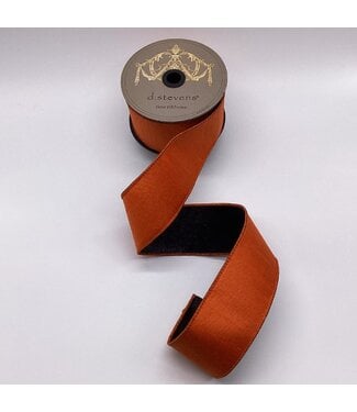 2.5”x 10yds Metallic Dupion Double Sided, Orange Black
