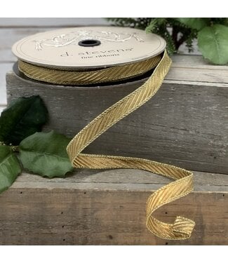 0.5 x 25yds Jacquard Wired Diagonal Stripe, Gold