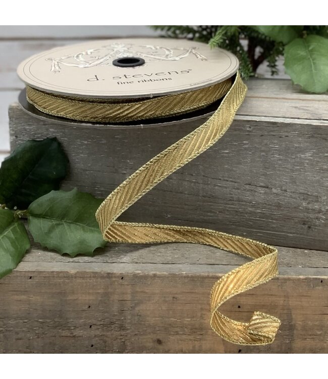 0.5 x 25yds Jacquard Wired Diagonal Stripe, Gold