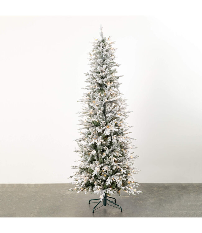 7.5' LED Pencil Flocked Tree