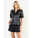 Karen Puff Sleeve Leather Top